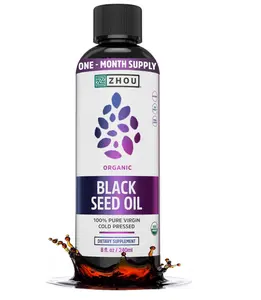 Zhou Organic Black Seed Oil - Black Cumin Seed Oil Cold Pressed, Nigella Sativa, Pure Unrefined Blackseed Liquid, Premium Supplement for Health with Thymoquinone, Omega 3 6 9 - 8 Fl Oz (Pack of 1)