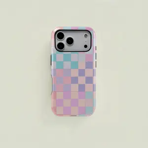 Multi-colored patchwork pattern protective case, sturdy and durable 2-in-1 protective case,Compatible with Apple 17P/16/15/14/13/12/11/X/8/7, Samsung S26/25/24/23/22/21/20phones. Anti‑drop phone case, lightweight, stylish and shock‑resistant
