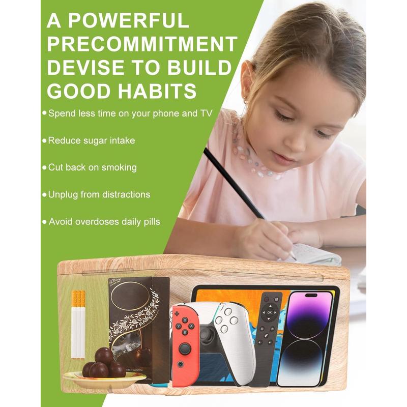 Safe Timed Lock Box, Phone Lock Box with Timer Unplug from Phones,Video ,Social Media,Snacks&Cravings,Self-Control Lockable Storage Box, Phone Locker Time Locking Container for Better Habits