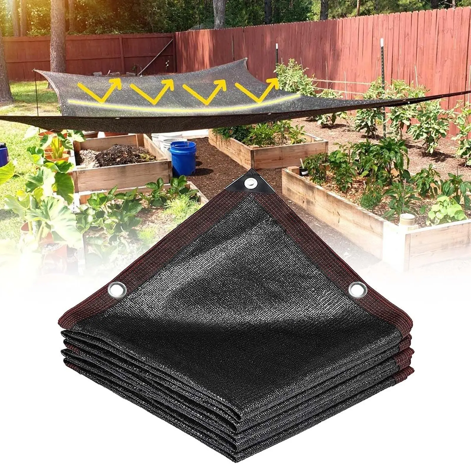 Garden Folding Mesh Shade Fabric Sails Net, 12 Stitch Upgraded Shade Mesh with Grommets for Patio Plants, Garden Pool and Outdoor Camping Accessories Shaded Canopy, Lightweight Canopy
