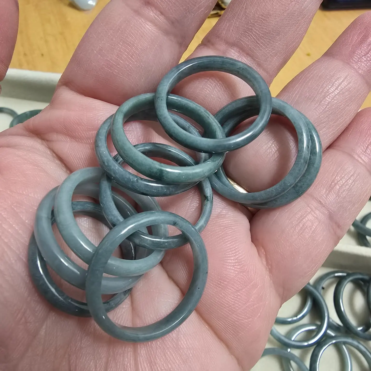 Type A Blue Water Jadeite Ring – Natural Jade Band - Size 7 & 8.5 & 9