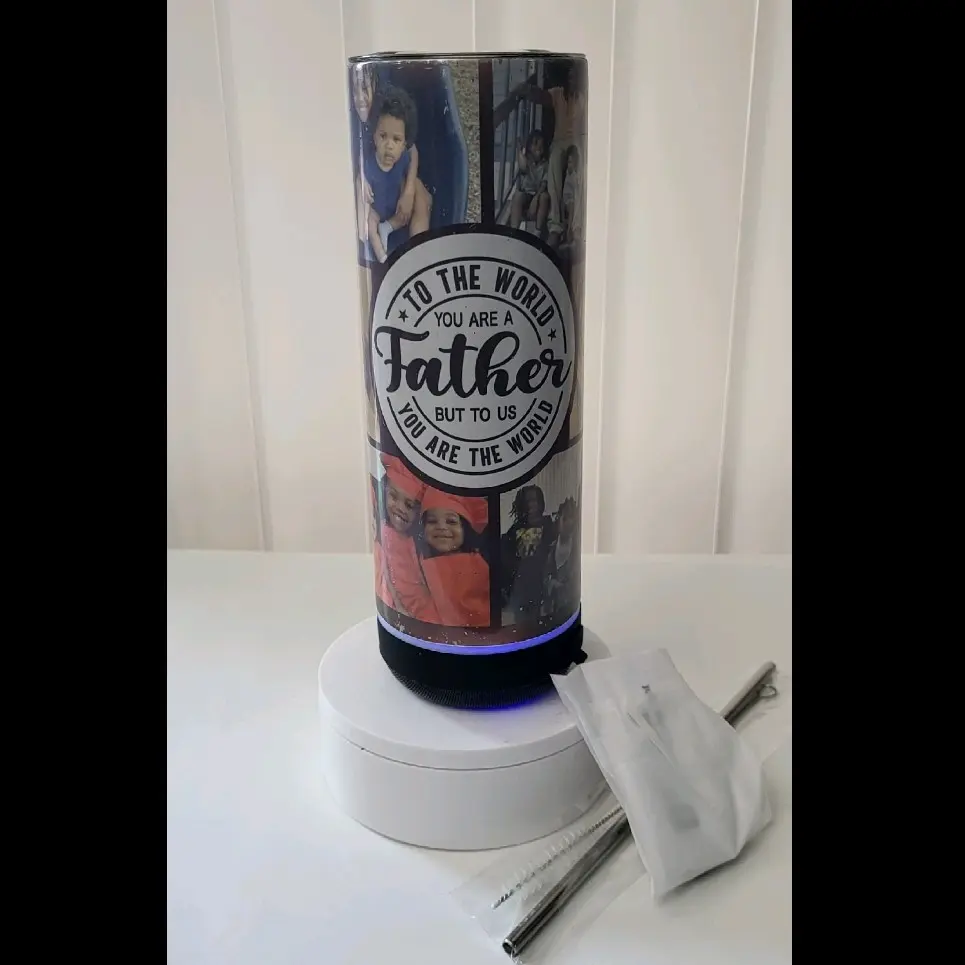 Custom Photo Bluetooth Tumbler Speaker You Are The World Drinkware Water Bottle Mug Cup Portable Bottled Washable