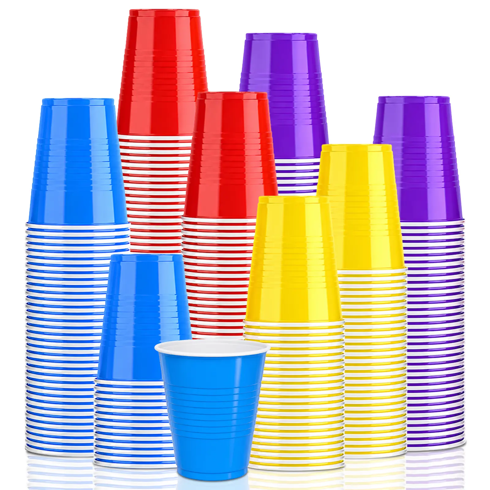 Disposable Plastic Hand Party Cups - 12 oz & 16 oz Beer Pong, Watch Party Pack, Eco-Friendly, Adults