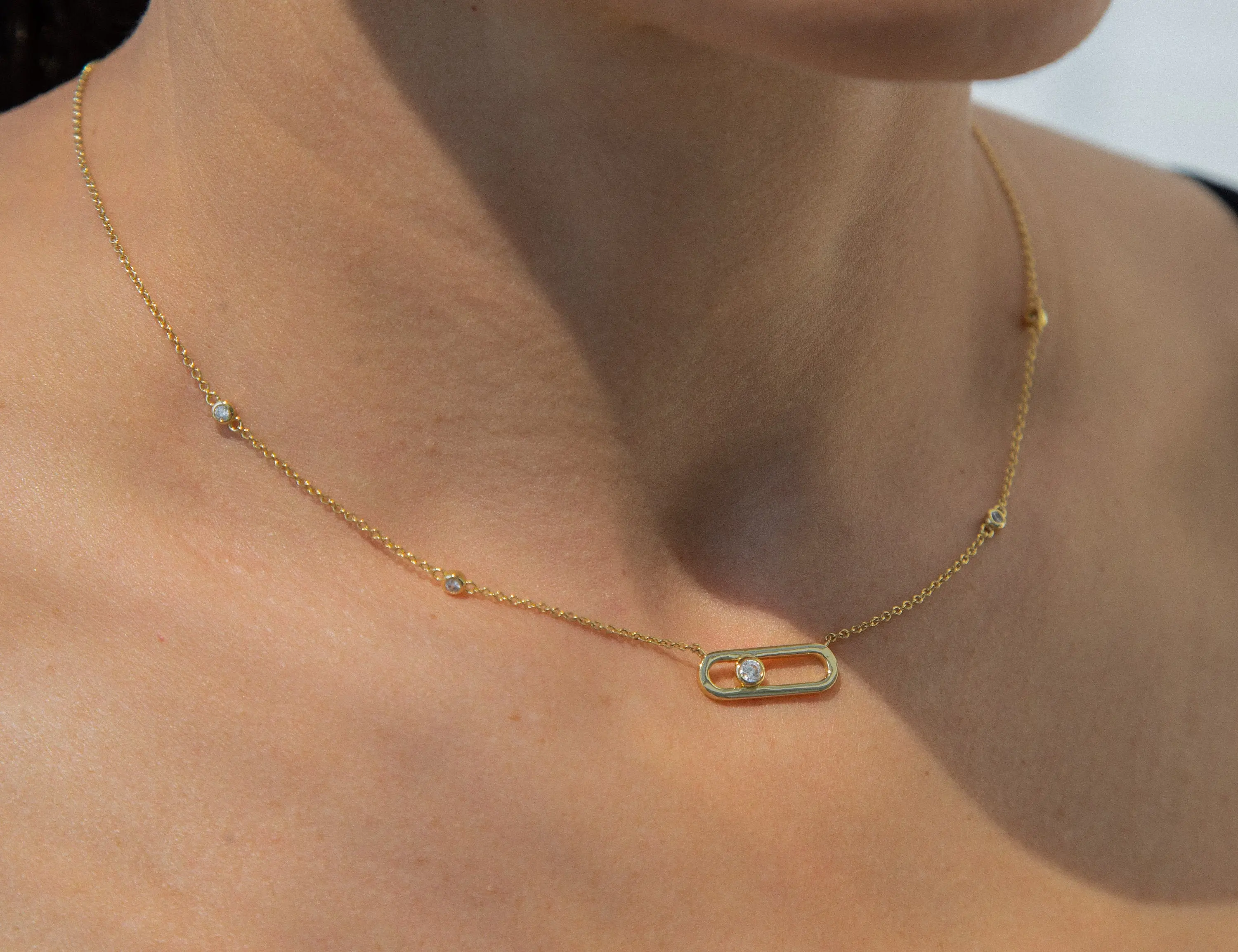 Gold Chain Necklace, Diamond Gold Pendant,  Thin Gold Chain Necklace, gold Pin Necklace , Necklace for Women, Gift for Her