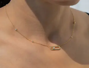 Gold Chain Necklace, Diamond Gold Pendant,  Thin Gold Chain Necklace, gold Pin Necklace , Necklace for Women, Gift for Her