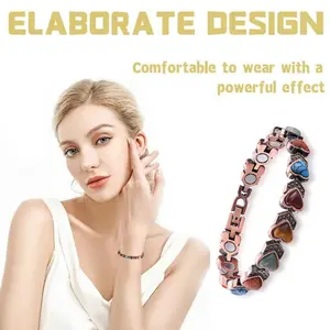 Turquoise magnetic bracelet antique brushed copper retro creative magnetic bracelet zinc alloy women's magnetic bracelet cute heart-shaped bracelet, designed A perfect gift full of love for ladies Halloween and Christmas fashion accessories