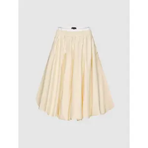 URBAN REVIVO 2026 Spring Women's Classic Pantskirts, Elastic Waist Cotton Fabric Bottom, Color Block Patchwork, Tulip Hem, Loose Fit A-Line - UWH550044