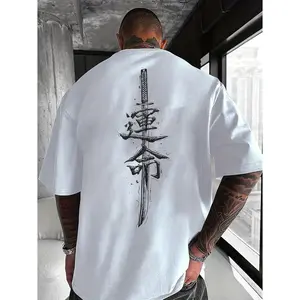 Katana Sword Graphic T Shirt Unisex Streetwear Back Print Tee Vintage Washed Cotton Short Sleeve Casual Summer Outfit