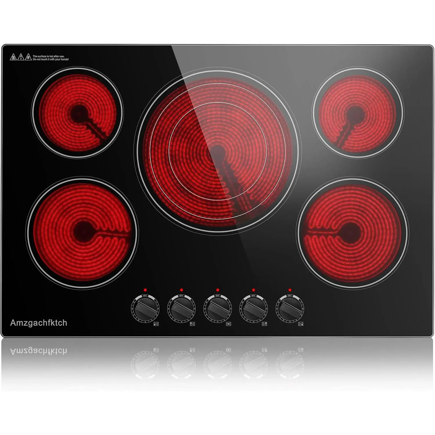 30 Inch Built-in Electric Cooktop with Expandable Triple Ring Burners, 5 Burner 9000W Ceramic Stove Top - Easy Knob Controls & Residual Heat Indicator (220-240V Hardwired) CH30K230905A tiktokshopspringglowup Home Kitchen