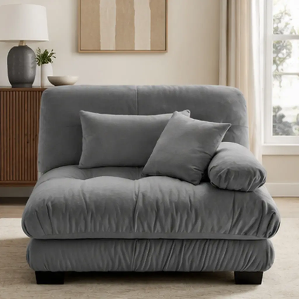 27 Inch Small Sofa Couch with 2 Pillows for Living Room, Compact Loveseat for Apartment, Modern Upholstered Single Seater Settee with Pillows, Space Saving Furniture for Small Spaces, Gray, Living Room Furniture for Apartment, Lounge