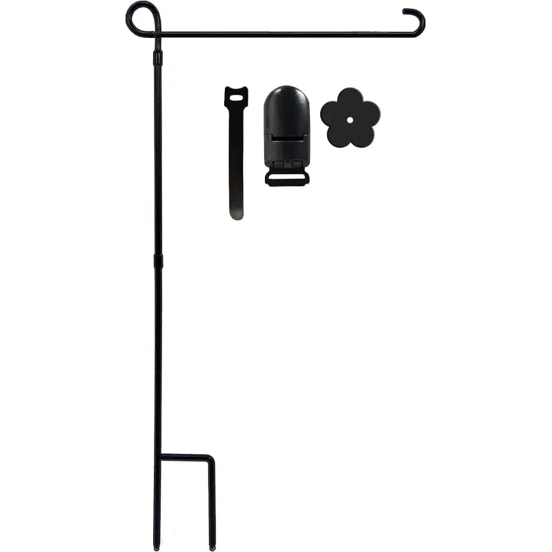 Premium Metal Flag Holder Stand - Weather-Proof Powder-Coated Flagpole with Clip, Stopper, Holds Small Flags for Christmas, Labor Day, Father’s Day Outdoor Decor