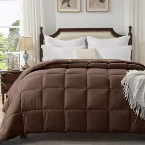 Brown Comforter Queen Lightweight Comforters Duvet Insert Down Alternative Full Size Bed Comforter All Season Light Brown
