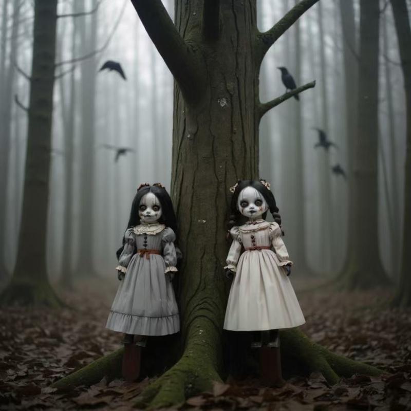 Halloween Decorations Set, 2 Large Plastic Horror Dolls, Outdoor Garden Flags, Yard Signs, Party Lawn Decor, Halloween Home Supplies