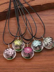 10-Piece Life Tree Butterfly Pendant Necklace Set, Adjustable Chains, Jewelry Making Supplies, Couple Holiday Gift, Random Colors