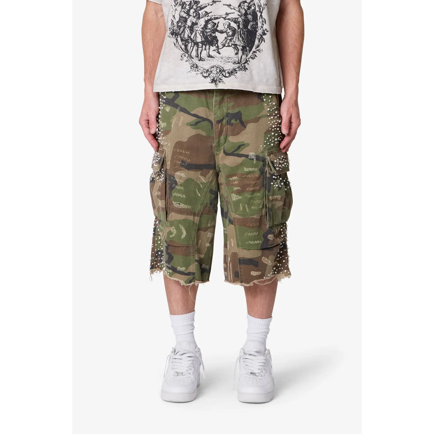 mnml Pearled Cargo Shorts - Camo