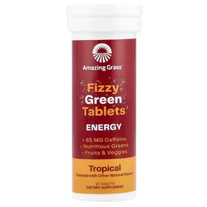 Amazing Grass Fizzy Green Tablets, Energy, Tropical, 10 Tablets