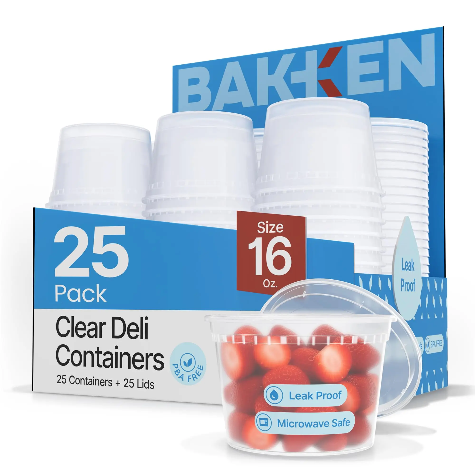 Plastic Deli Containers with Lids 16 oz (Pack of 25) – Leak-Proof, BPA-Free Food Storage Containers for Soup, Slime & Meal Prep, Stackable, Microwave, Dishwasher Safe, Reusable Clear Plastic