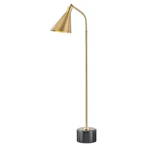 Stanton Floor Lamp with Aged Brass Finish and Adjustable Shade - Sleek Modern Design