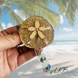 Sand Dollar Badge ~ Retractable ID Badge Holder ~ Customizable ~ Handmade ~ Nurse Badge Reel ~ Teacher Lanyard ~ Magnetic Pin ~ Stethoscope Tag ~ Magnet ~ Phone Grip