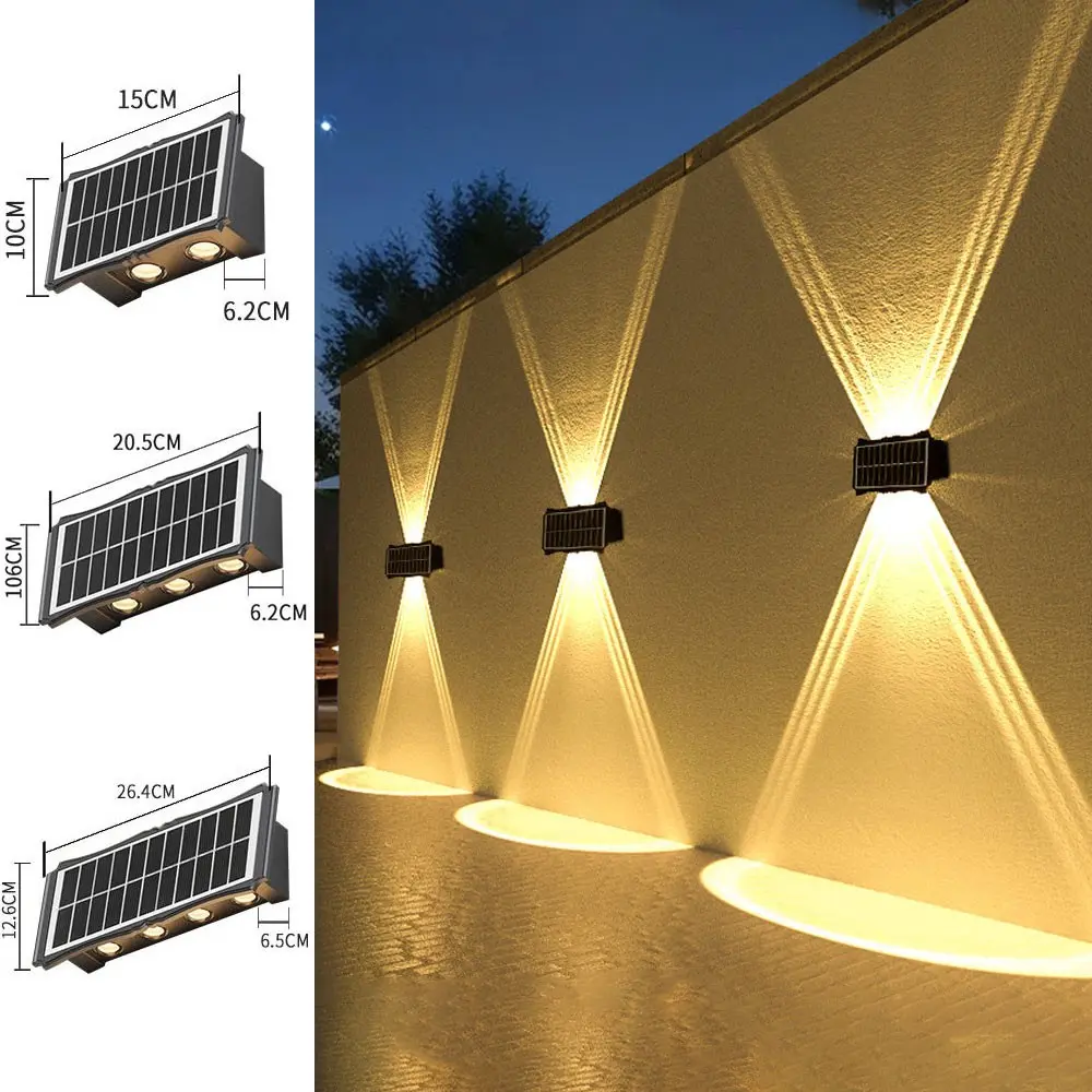 Outdoor Solar LED Wall Lights Outdoor Garden Solar Wall Lamps Waterproof Patio Lights Adjustable Angle Bright Lighting Outdoor Lighting Modern Balcony, Courtyard and Fence Garden Decorative Lights Outside Lights