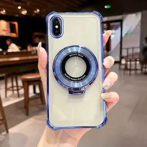 for iPhone X/ XS/ XR/ XS Max Phone Case Ring Stand Case Plating Clear TPU Case for Phone CaseHigh Quality Clear Case