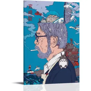Hayao Miyazaki Anime Movie Poster Studio Ghibli Poster for Bedroom Aesthetic Canvas Art Wall Decor 24x36inch(60x90cm) Artistic Gift