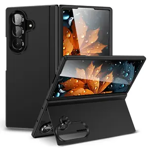 for Samsung Galaxy Z Fold7, Z Fold6, Z Fold5, Z Fold4, Z Fold3 Smartphone Case with Adjustable Invisible Kickstand, Daul Layers Slim Hard PC Thin Shockproof Drop Protective Cover Case Protection for Galaxy Z Fold 7, Accessories