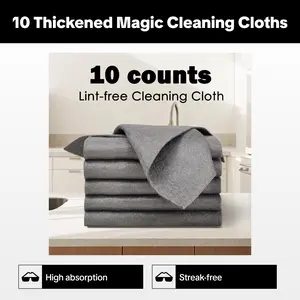 10 Counts Thickened Magic Cleaning Cloth, Microfiber Streak Free Cloth, Reuseable Magic Fiber Towels Rags, Cleaning cloths with multipurpose use, miracle cloths for glass, kitchen and vehicle windows.