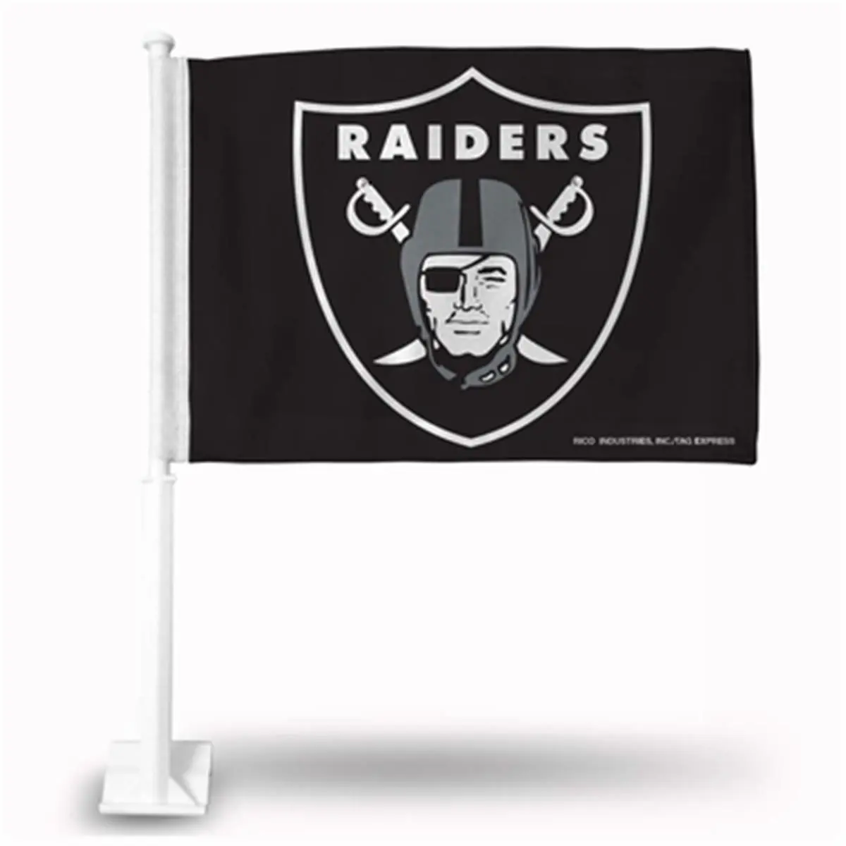 212 MAIN Raiders Shield Logo Car Flag - Black, Double-Sided Team Logo Window Flag, Vehicle Mount for Tailgating, Home Banners & Room Decor