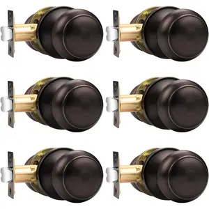 Passage Door Knobs Handles, Interior Door Knobs for Hall/Closet, Keyless Ball Door Knob, Oil Rubbed Bronze, 6 Pack