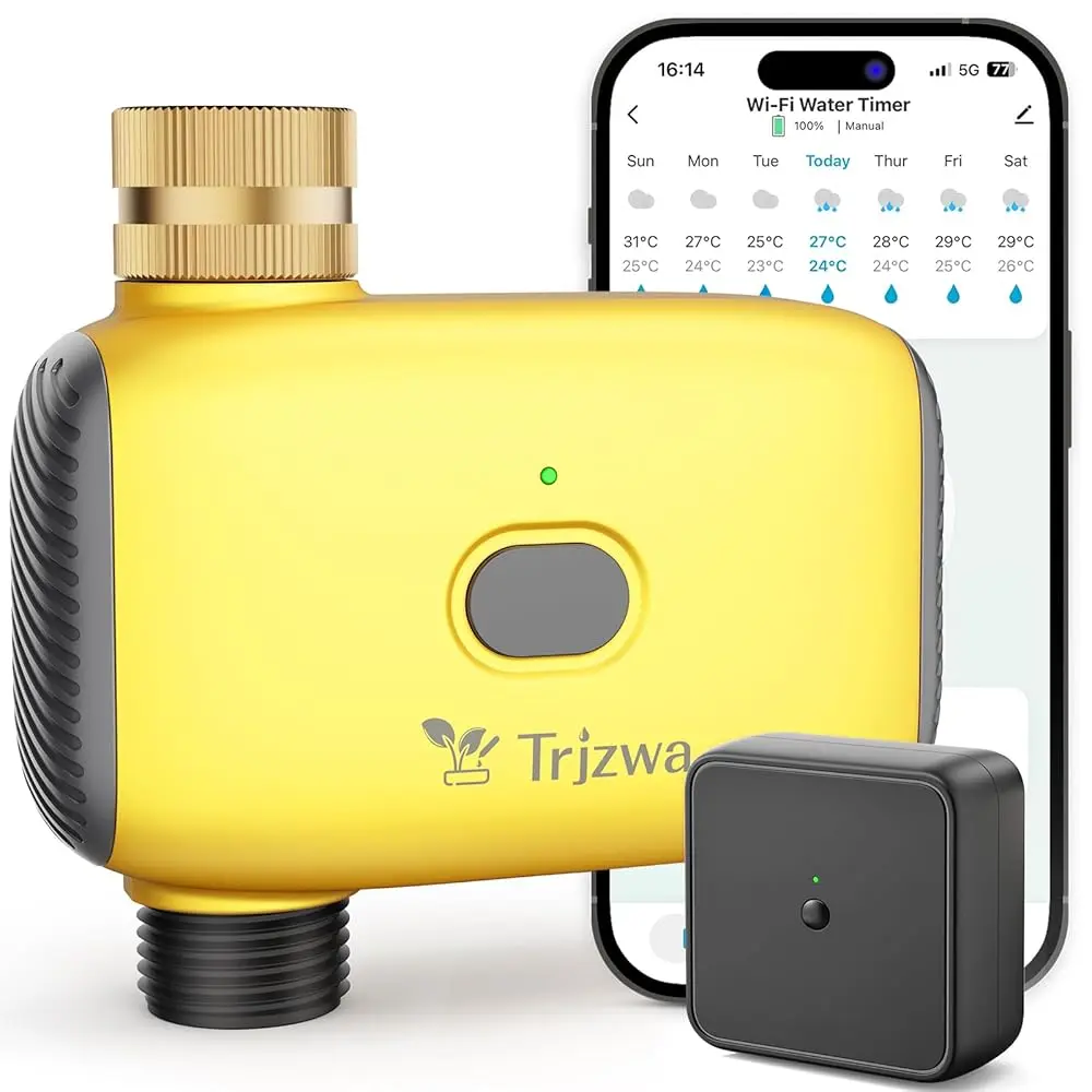 Compact Outdoor WiFi Water Timer for Garden - 1 Outlet Brass Inlet Sprinkler Timer, 2 Irrigation Modes, Rain Delay, Manual Control for Lawn Watering Systems