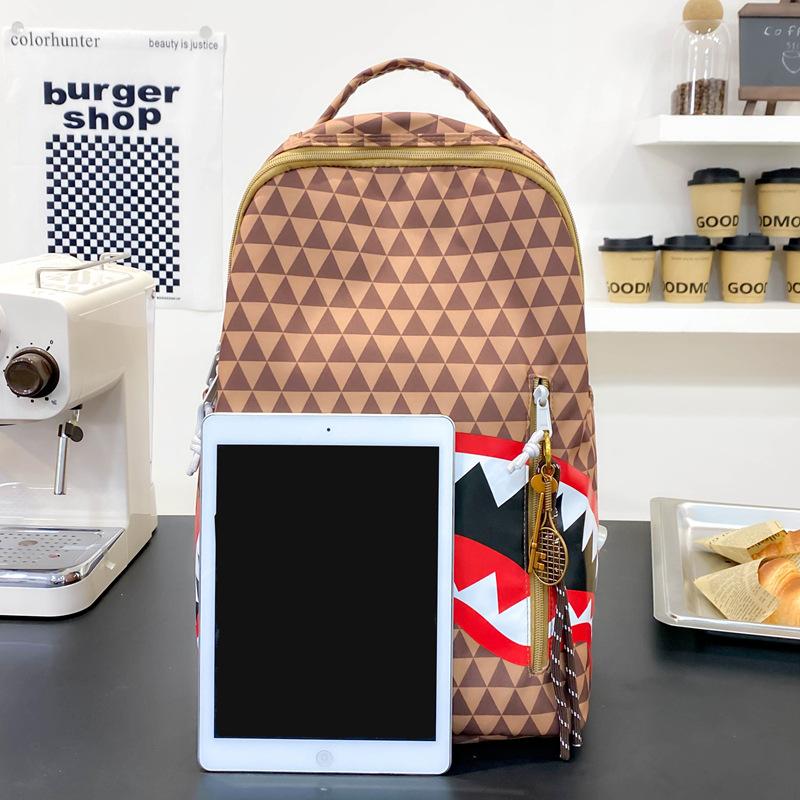 Geometric Shark Tooth Design Backpack Christmas Limited Edition Holiday Gift for Students with Adjustable Straps & Spacious Pockets Black Soft Shell Laptop Bag