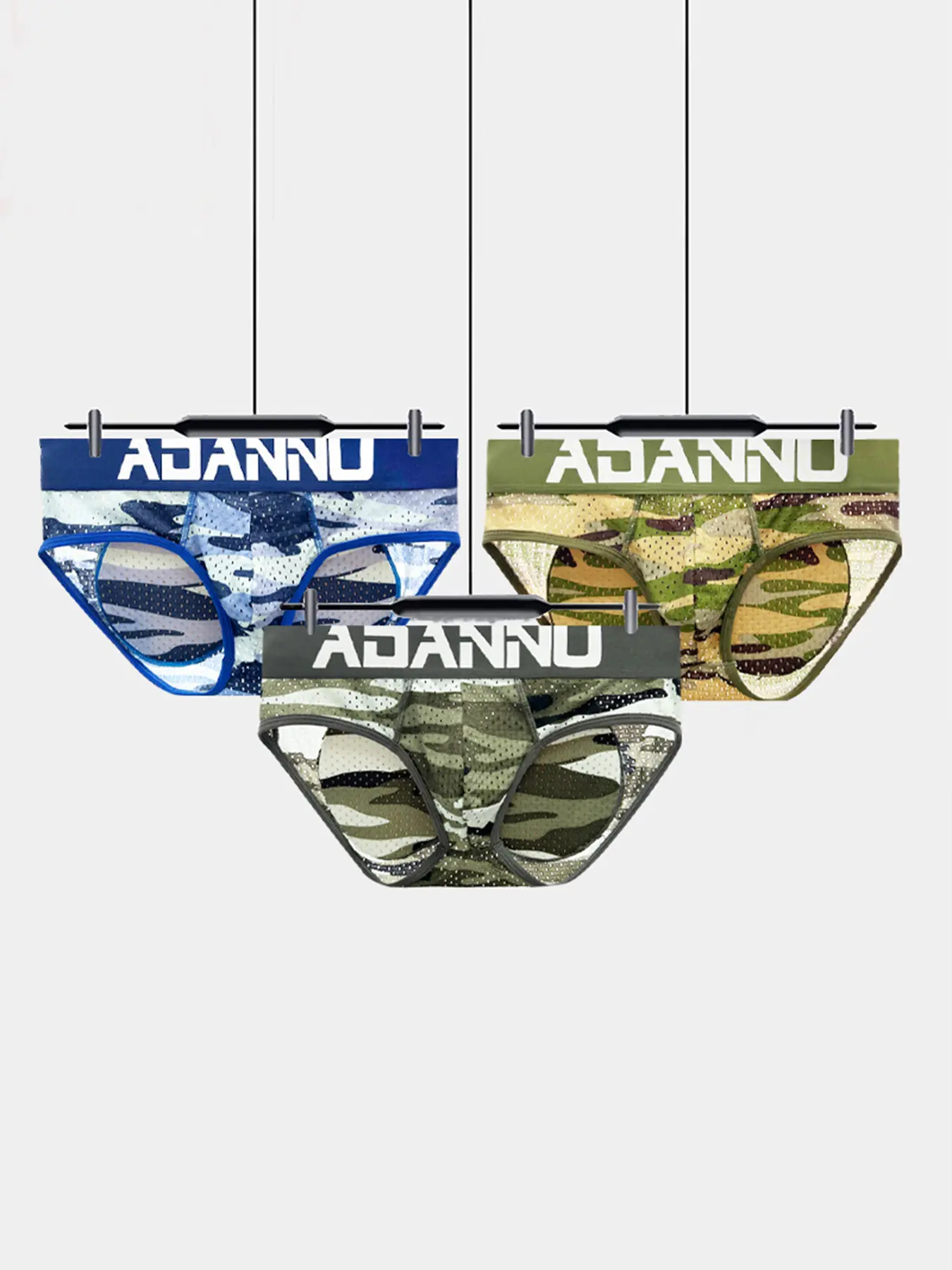 Men's 3-Pack Mesh Panties Set - Thin Butt Lifter with Hip Pad, Soft Mock Hips, Breathable Menswear Sportswear, Stylish Camouflage/Mixed Color Letter Tape, Cotton All-Day Briefs, Summer Outdoor Use sohochic