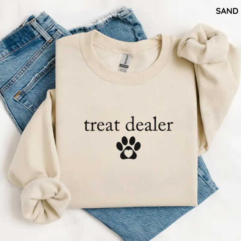 Treat Dealer SweatShirt, Dog Lover Sweater, Gift for Dog Lover, Funny Dog SweatShirt, Fur Mom Gildan Sweater, Animal Lover for Women, Trendy Casual Apparel
