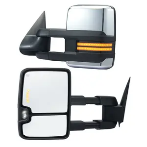Summervibes VEVOR Towing Mirrors, Left Right Pair Set for Chevrolet Silverado (2003-2007)/GMC/Cadillac, Power Heated Tow Mirror with Signal Light, Manual Controlling Telescoping Folding, Heating Defrost, Silver