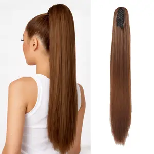 30 Inch Straight Clip In Claw Ponytail Extension Natural Soft Synthetic Fake Ponytail Hairpieces for Women Daily Use