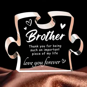 Brother Gifts Acrylic Puzzle Plaque Decor, Thank You Forever Sign, Mini Home Desk Decor, Perfect Birthday Christmas Father's Day Gift