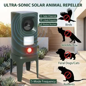 Solar Powered Animal Repeller, Pir Motion Sensor, LED Flashlight, Ip66 Waterproof, Cat Dog Rodent Proof, Garden Yard Farm Lawn Protection, Rodent Repellent