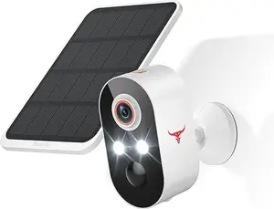 1080P Security Camera Wireless, Color Night Vision, Human Detection, Cloud Storage, 2-Way Audio, 2.4G WiFi, Live View, Indoor Outdoor Surveillance (2 Spotlights+Solar Panel)