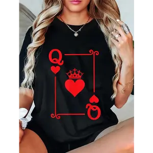 100% Cotton Unisex Queen Hearts Card Costume - Playing Cards - Queen of Hearts T-Shirt