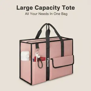 Large Utility Tote Bag with Reinforced Bottom Multi Pockets Foldable Heavy Duty for Nurse Travel Work Hospital Daily Essentials