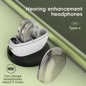 Personal Chargeable Hearing Aids Set with Charging Box, Polymer Lithium Battery, Compact Ear-Hanging Design, Easy Carry & Operate