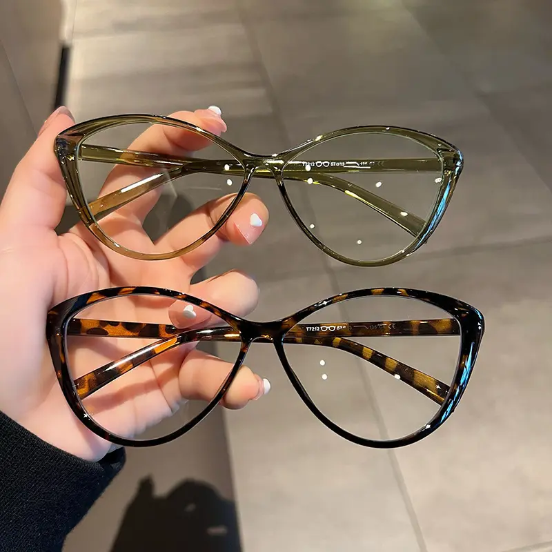 Stylish Cat Eye Eyeglasses for Adults, Metal Frame Computer Glasses with an Anti-Blue Light Filter and Replaceable Lenses