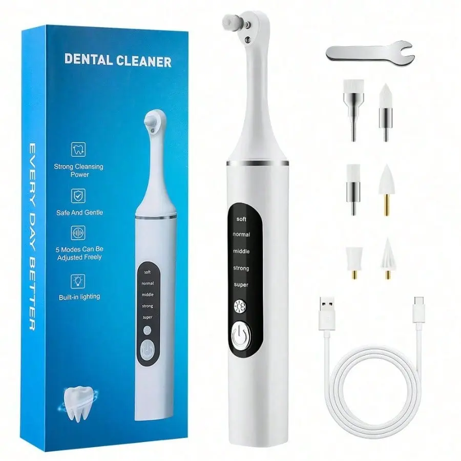 New Electric Tooth Polisher 5-Speed Adjustment Low Noise Long Battery Life Strong Tartar Removal Tooth Beauty Instrument