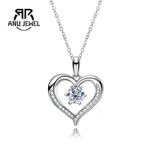 AnuJewel 1CT Moissanite Pendant Heart Necklace D Color 925 Sterling Silver Love Heart Pendant Infinity Necklace for Women Anniversary Brithday Gift with Certificate 40+2+3cm Extended Chain