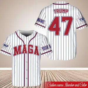 Trump Won 2024, Personalized MAGA Baseball Jersey, Custom Name Trump 2024 Jersey, Make America Great Again Trump Support, Trump Home