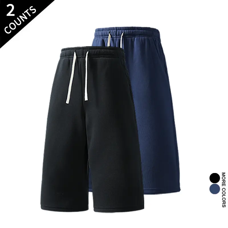 2-pack knee-length athletic shorts with deep pockets, comfortable drawstring Bermuda shorts, breathable sports shorts suitable for running, jogging, and casual activities