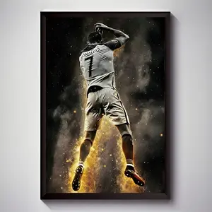 Inspirational Football Player Canvas Art Print - Wooden Frame, Waterproof Wall Decoration, Suitable for Living Room, Bedroom, Office, and Bar, Perfect Room Decoration
