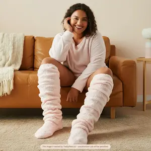 TeddyPaws™ Plus Size Womenswear Winter Women's Fluffy Sock Slipper Plain Cozy Warmth Comfortable Socks for Women