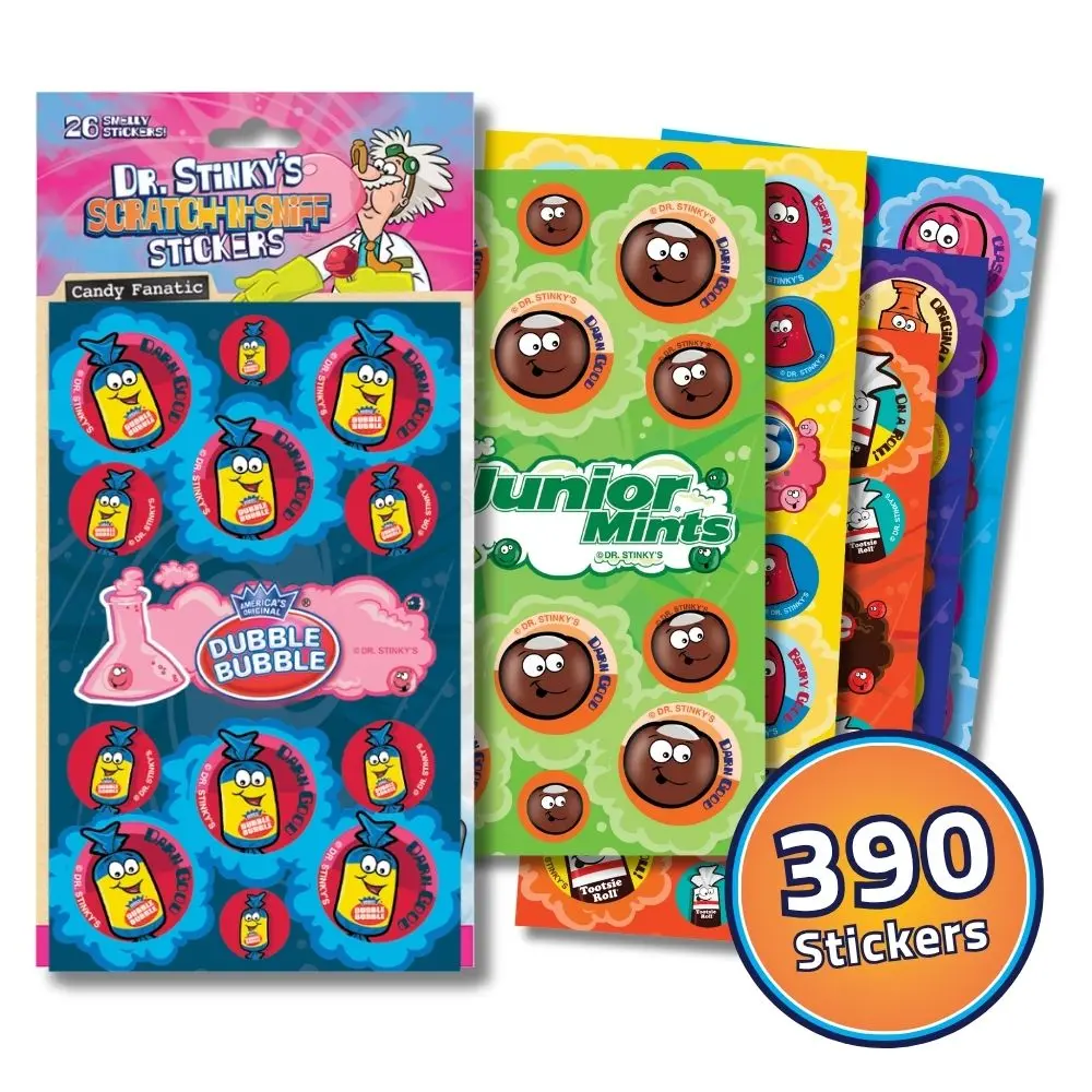Officially Licensed Tootsie Roll Brands Scratch-and-Sniff Sticker Candy Collection, Arts & Crafts Sticker Set for Creative Play